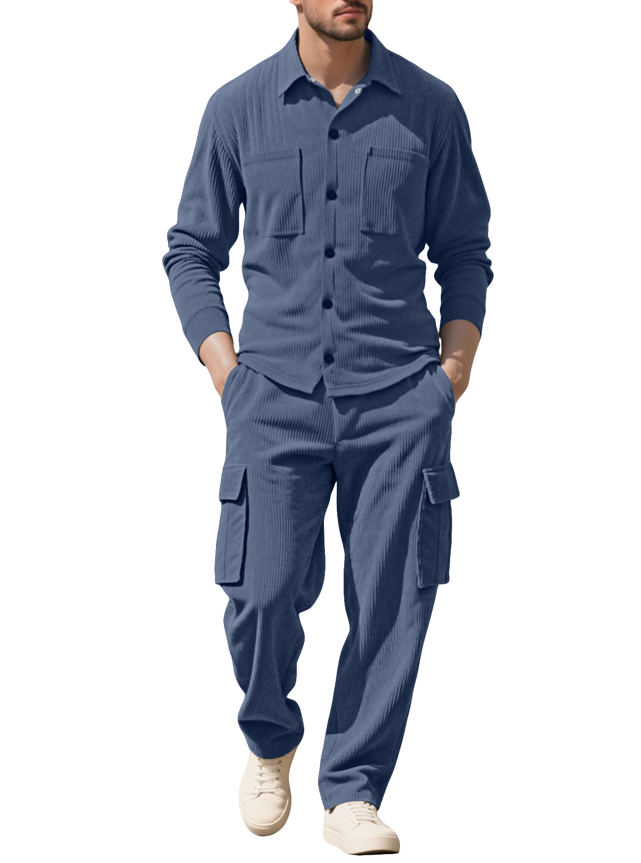 Outdoor Sports Outfit - Męski dres z tkaniny sztruksowej, dwuczęściowy