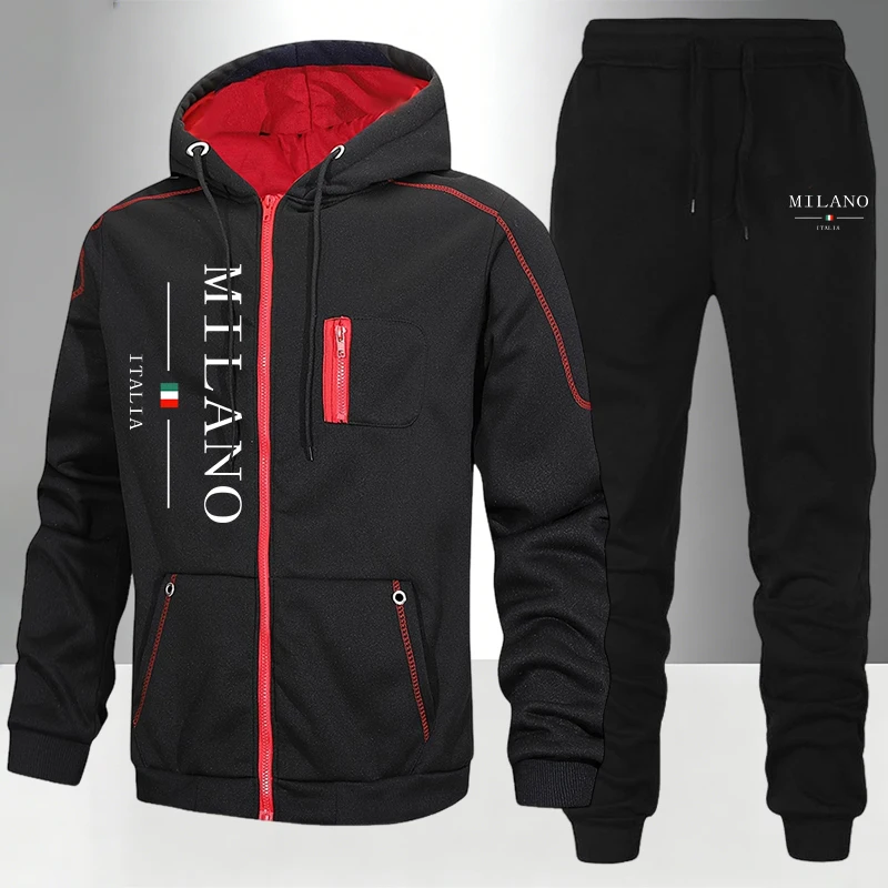 Outdoor Sports Outfit - Włoski Zestaw Męski/Kurtka/Spodnie Jesień Zima Codzienny